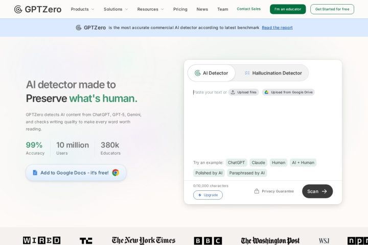GPTZero AI 智能体工具截图