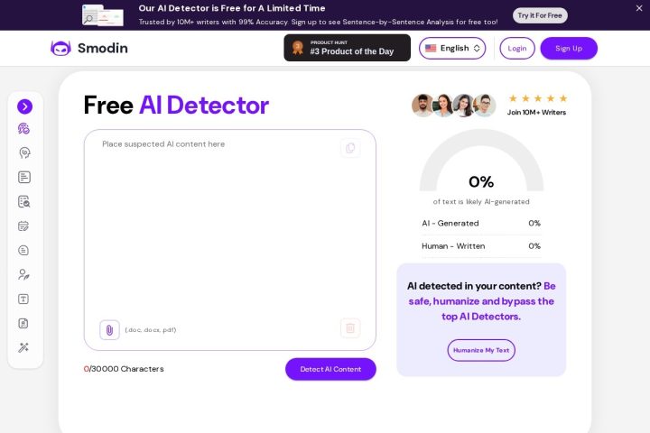 Smodin AI Content Detector AI 智能体工具截图